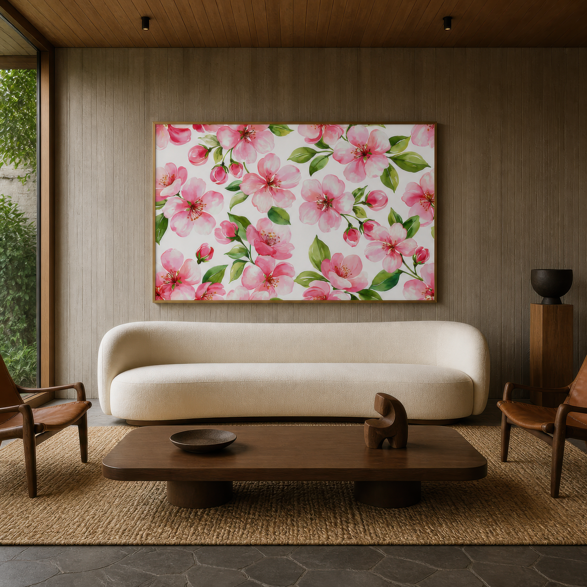 Cherry Blossom Pattern wall art print, alternate room view