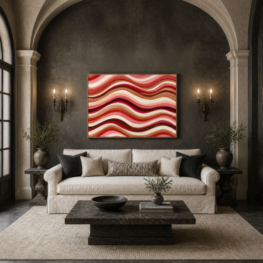 Wave Bands in Dusty Rose – Boho Wall Art