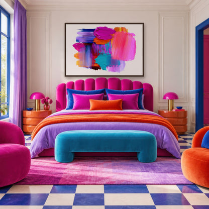 Prism Pop dopamine wall art in a bedroom