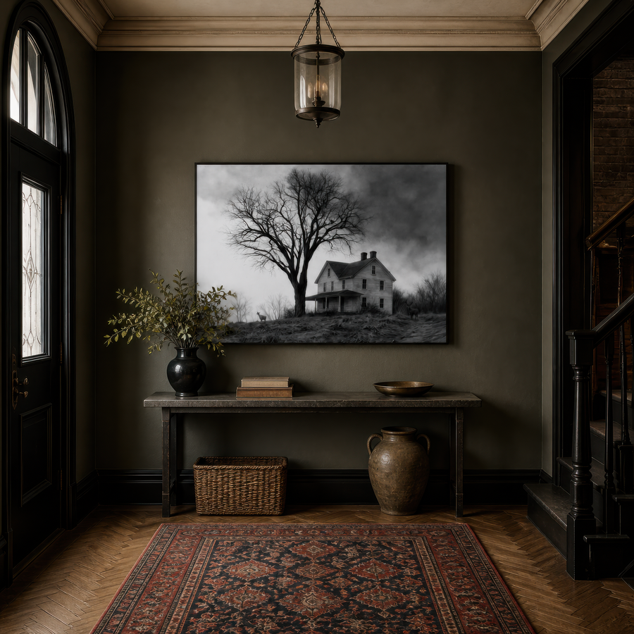 Stormy Hilltop Farmhouse – Farmhouse Wall Art