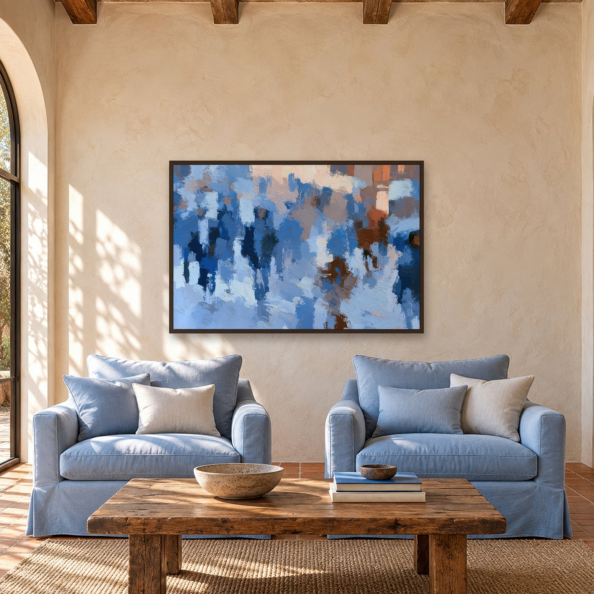 Blue Crowd Impression impressionist wall art in a den