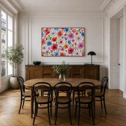 Mixed Wildflower Pattern wall art print, alternate room view