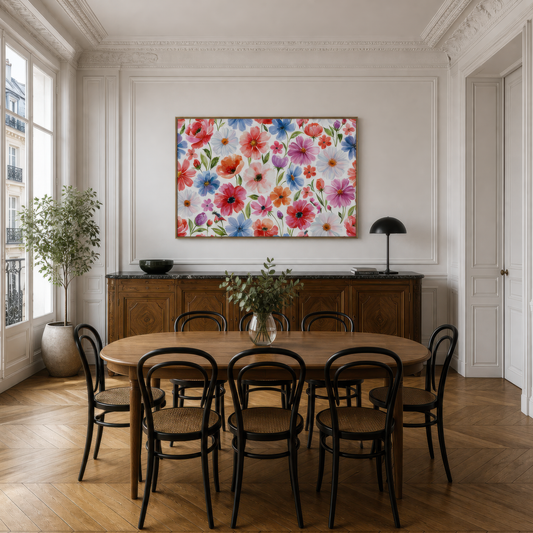 Mixed Wildflower Pattern wall art print, alternate room view
