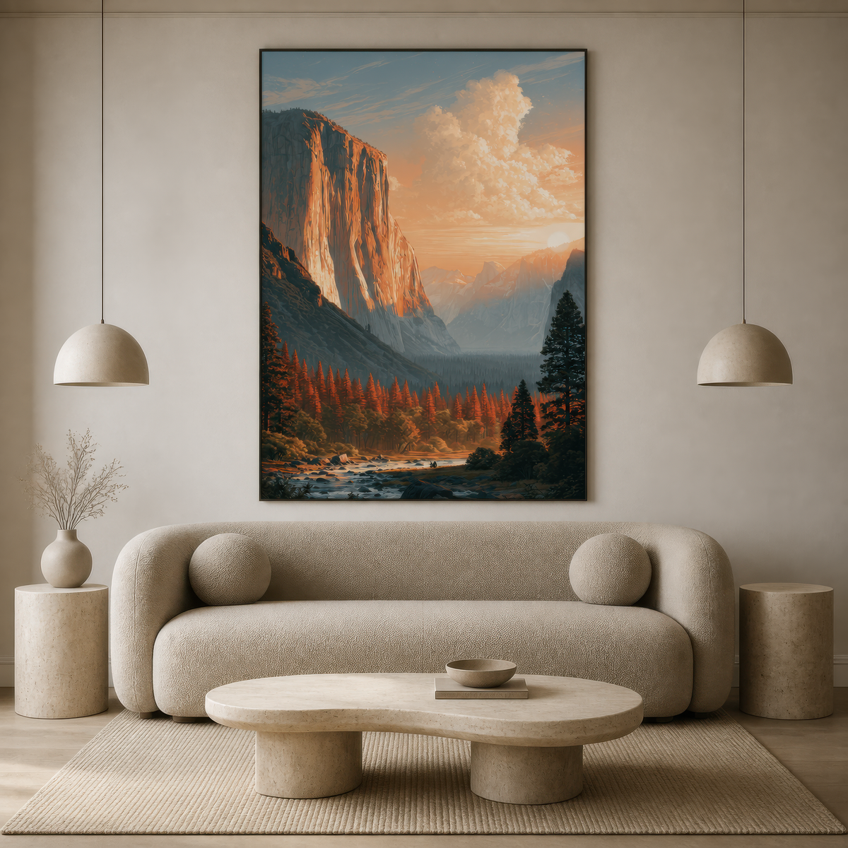 El Capitan at Sunset wall art print staged in a room