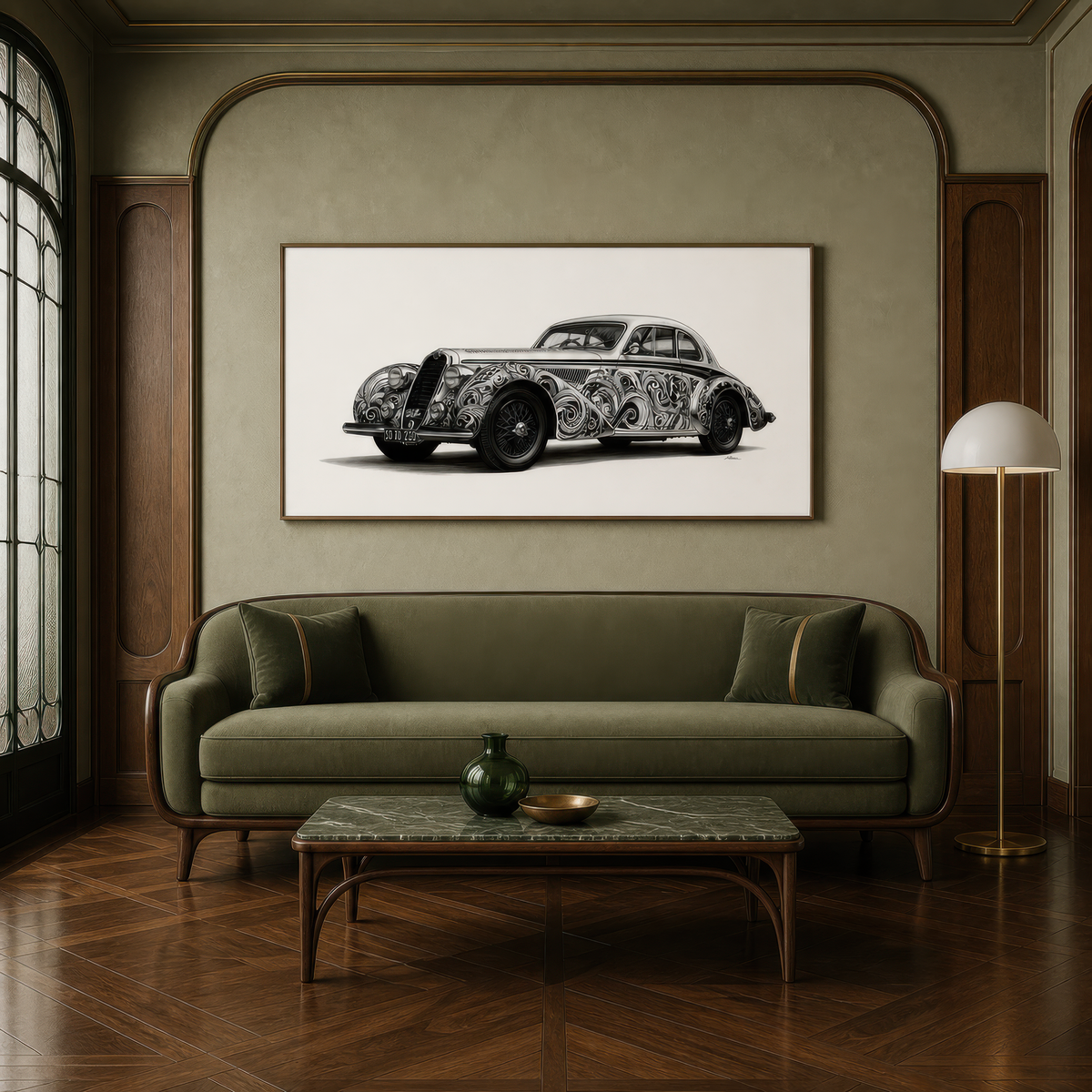 Vintage Car in Filigree – Art Deco Wall Art