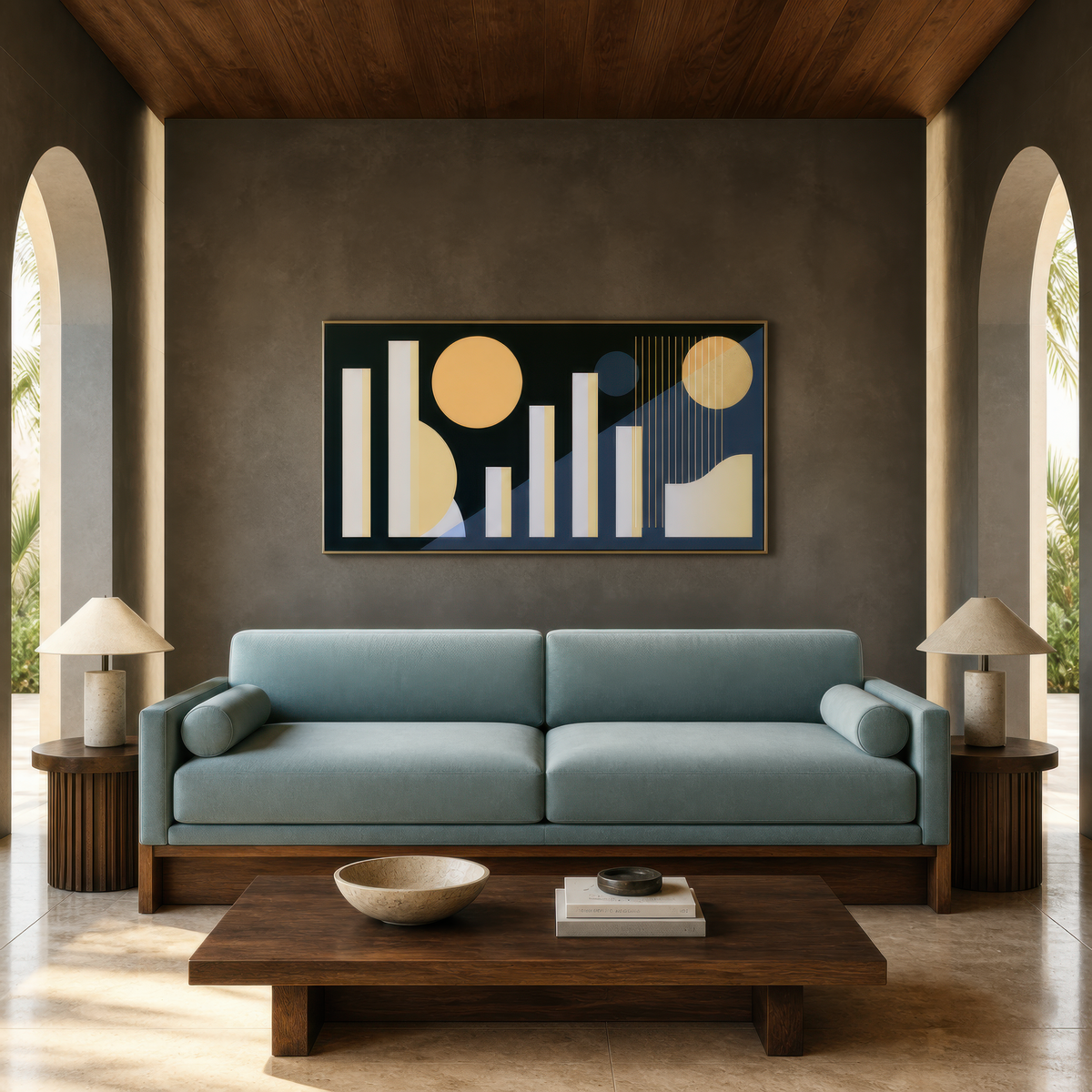 Geometric Suns and Bars Abstract – Abstract Wall Art