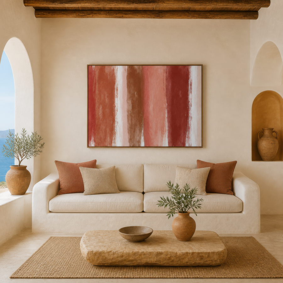 Terracotta Brush Stripes – Boho Wall Art