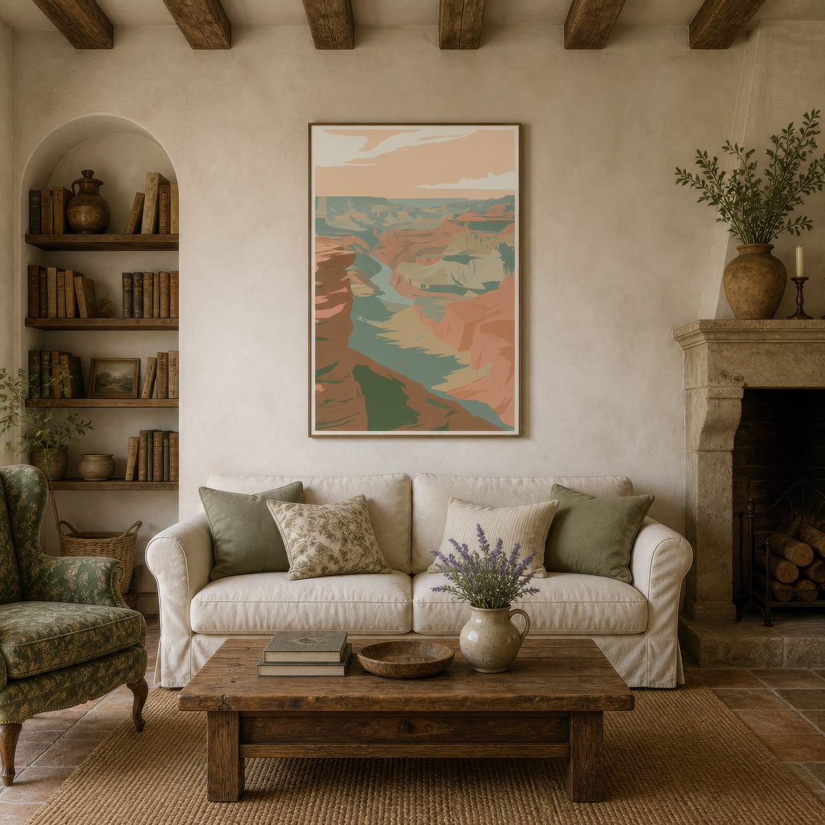 Golden Canyon Abstract Illustration – Landscape Wall Art