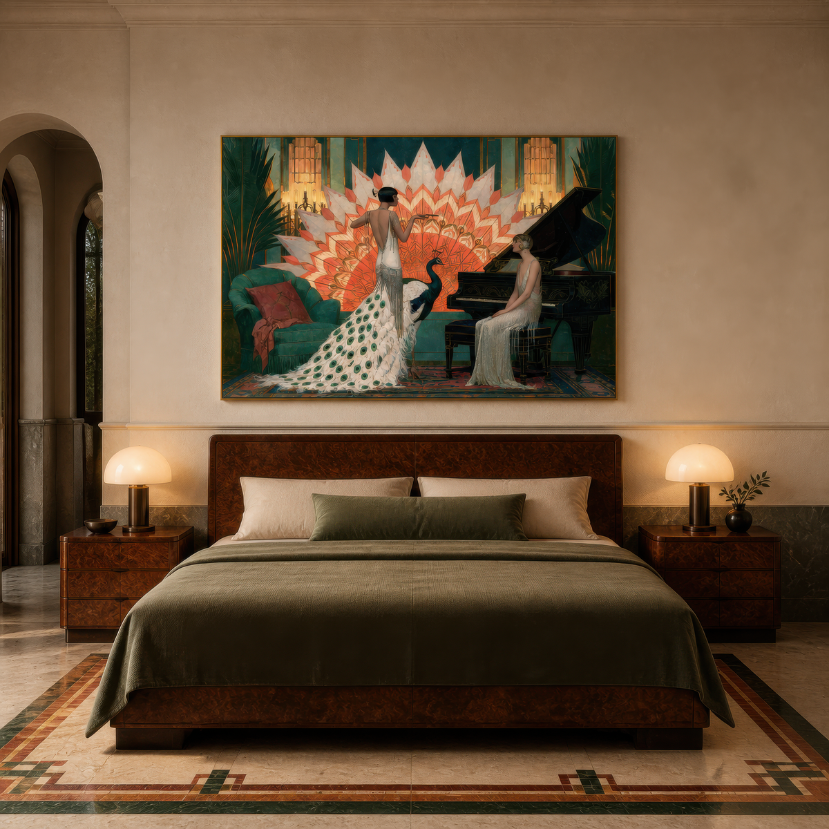 Peacock Plume Flapper – Art Deco Wall Art