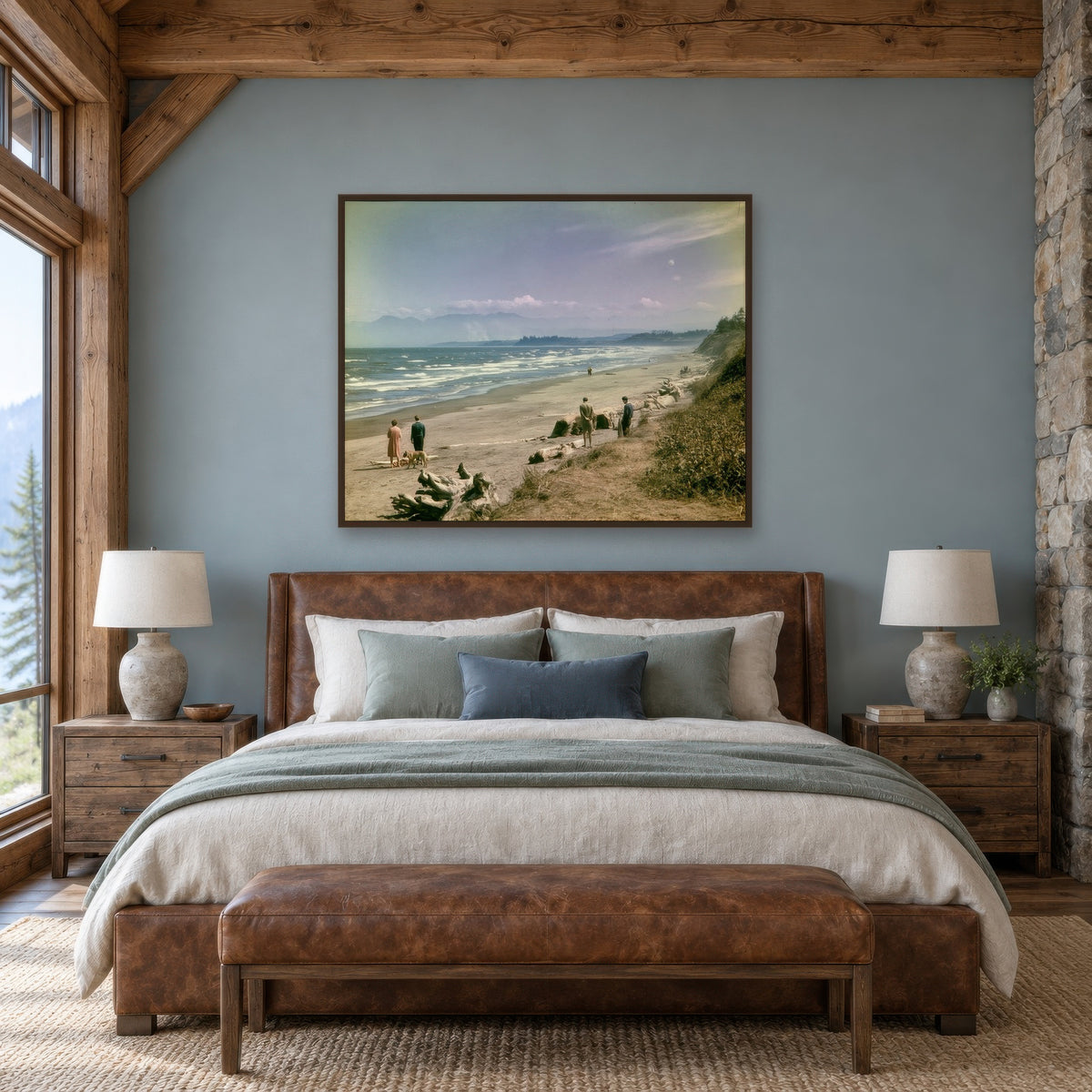 Faded Color Coastal Walk landscape wall art in a bedroom