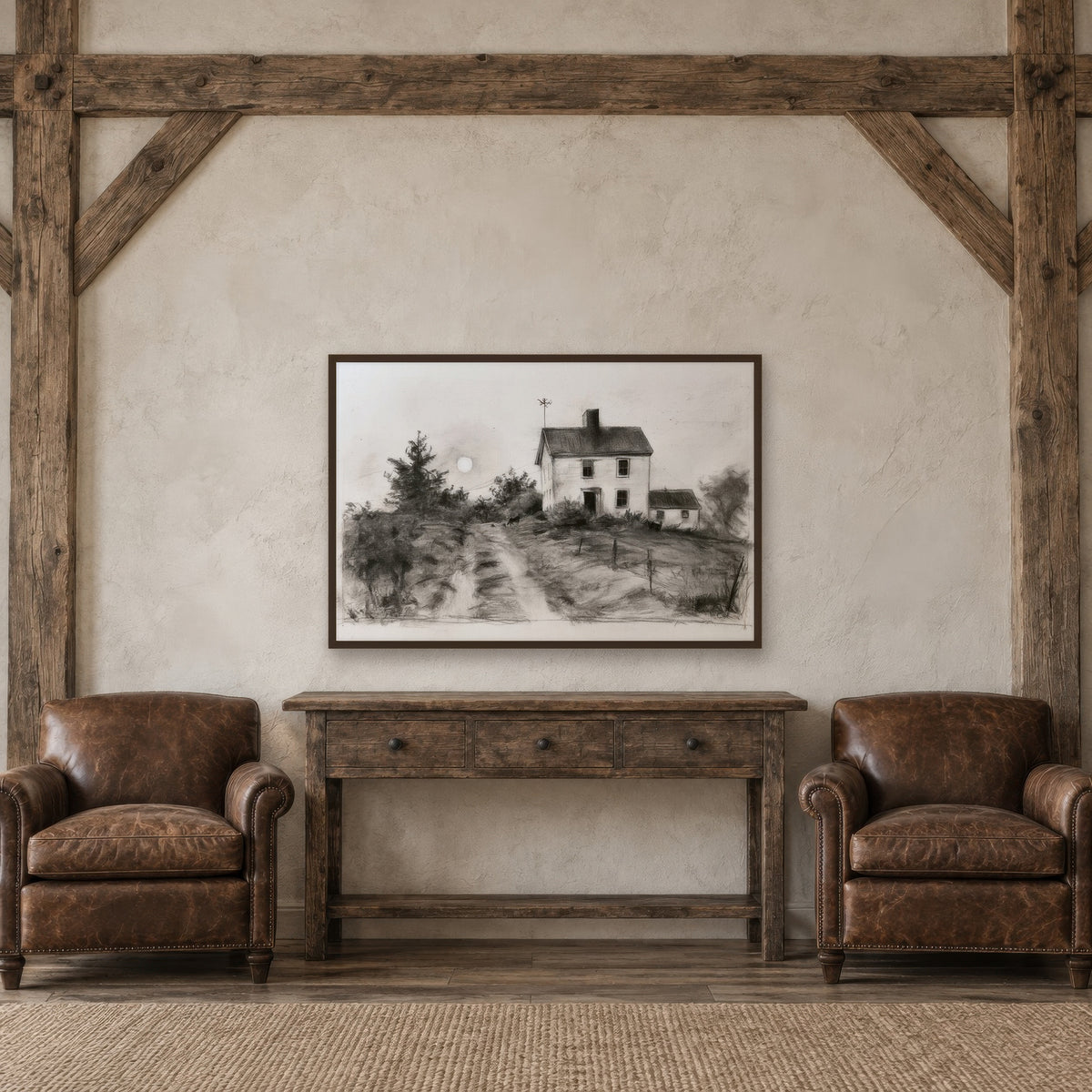 Dusty Country Road farmhouse wall art in an entryway