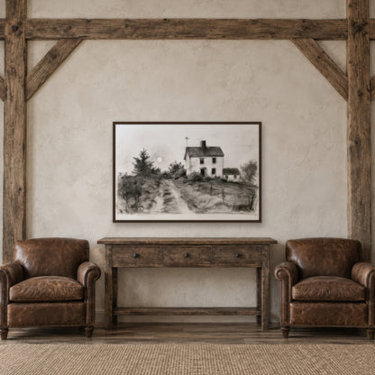 Dusty Country Road farmhouse wall art in an entryway