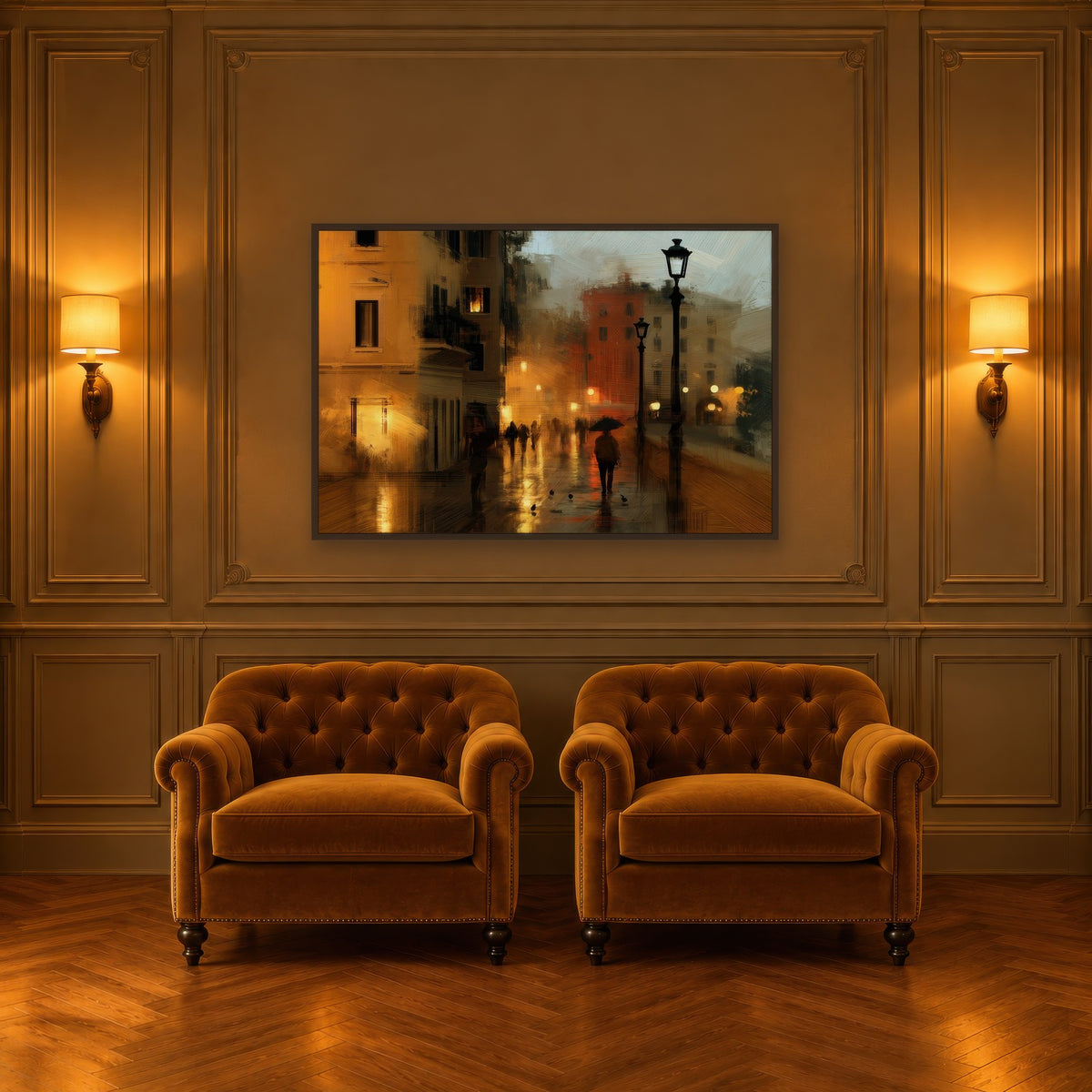 Evening Street Lamps – Impressionist Wall Art