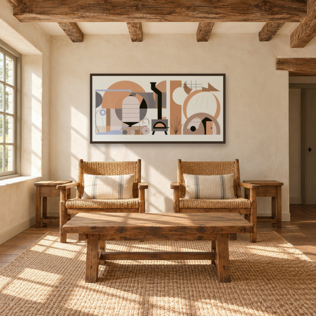 Warm Geometric Cottage cottagecore wall art in a den
