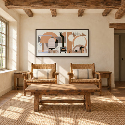 Warm Geometric Cottage cottagecore wall art in a den
