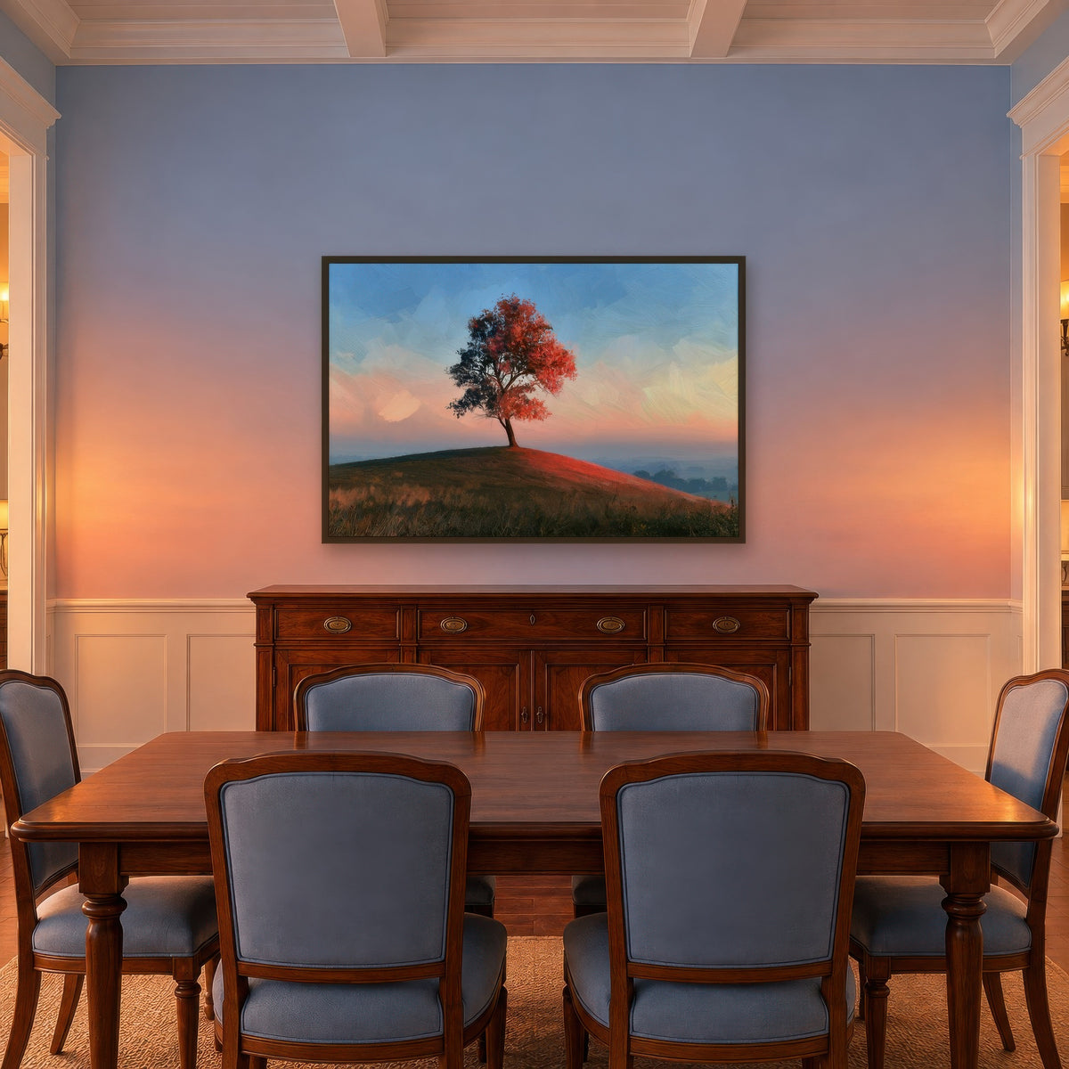 Lone Tree at Sunset – Impressionist Wall Art