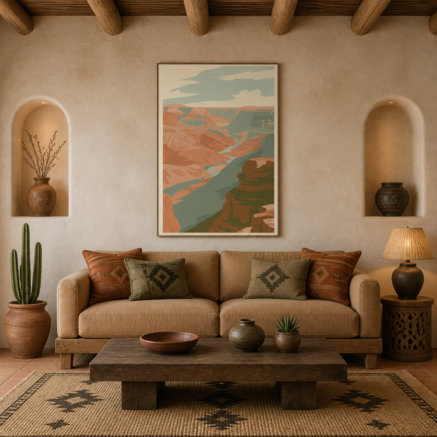 Wide Canyon Vista with a Pale River – Landscape Wall Art