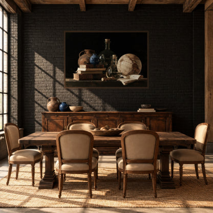 Midnight Manuscript dark academia wall art in a dining room