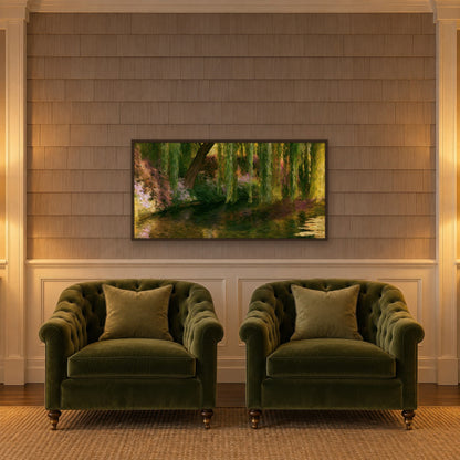 Weeping Willow Garden impressionist wall art in a den