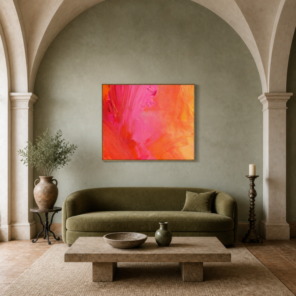 Coral Pink Brushstrokes – Dopamine Wall Art