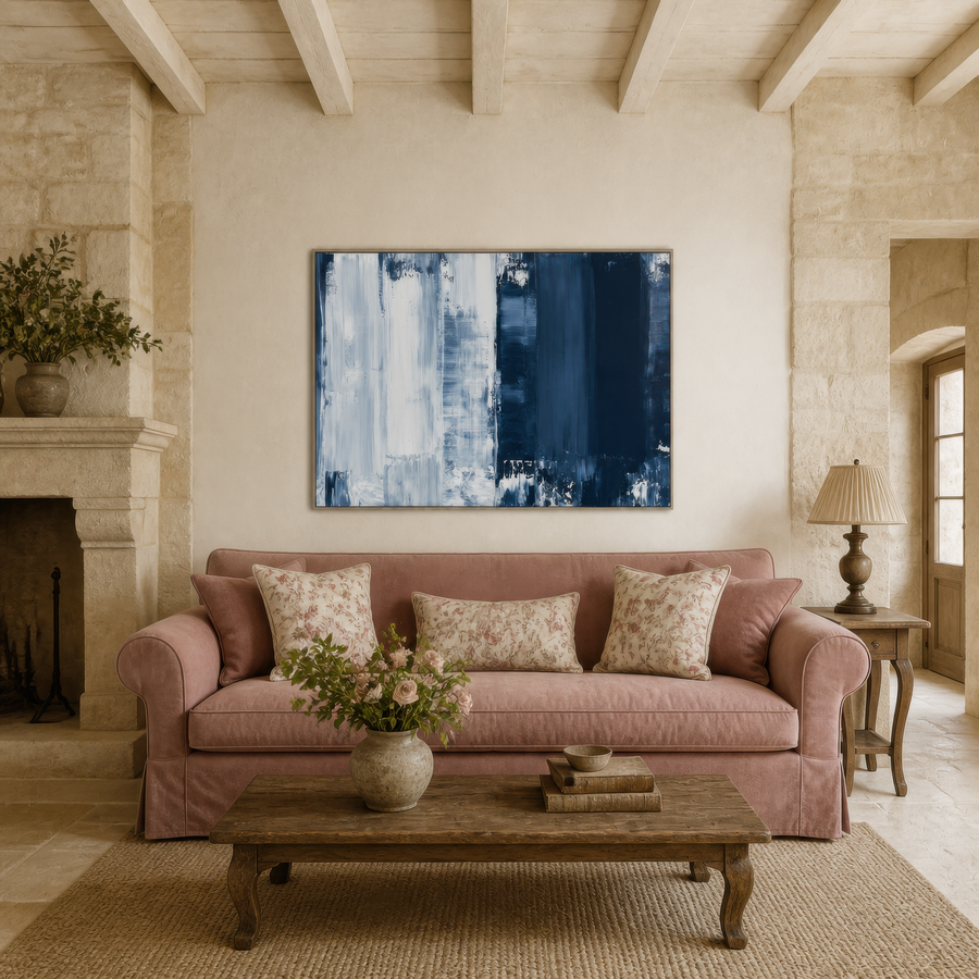 Navy and White Block Abstract – Abstract Wall Art