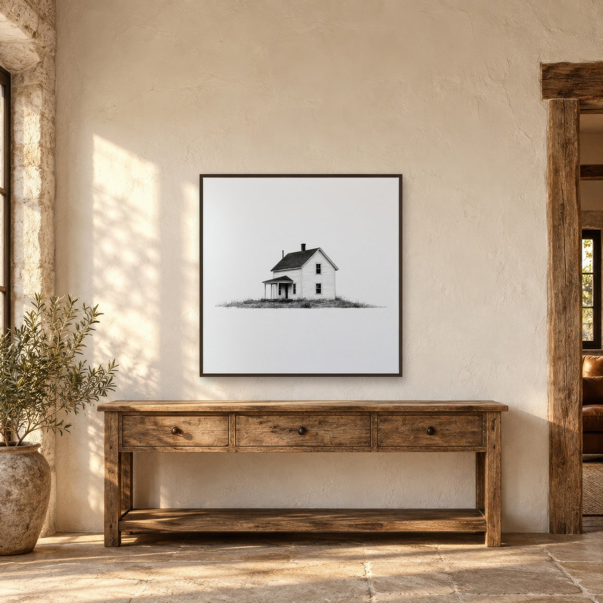 Two-Story Farmhouse with a Corner Porch farmhouse wall art in an entryway