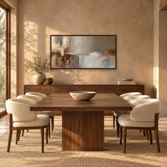Sienna Wash earthy abstract wall art in a dining room