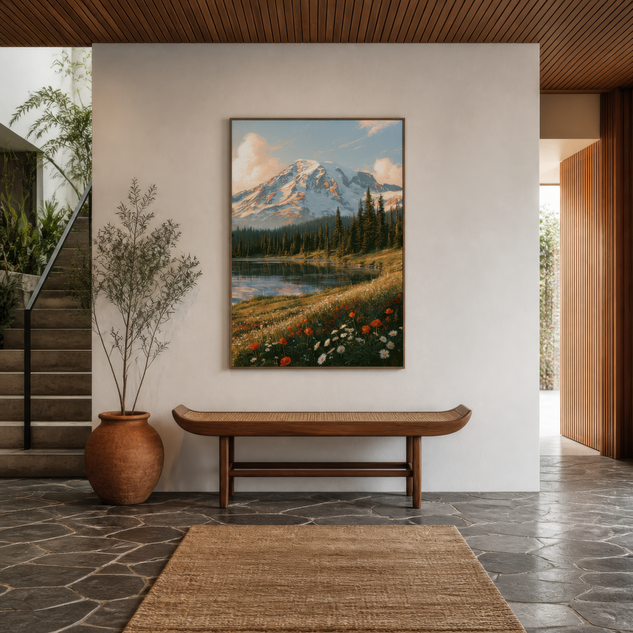 Snowy Peak Wildflower Meadow – National Park Wall Art