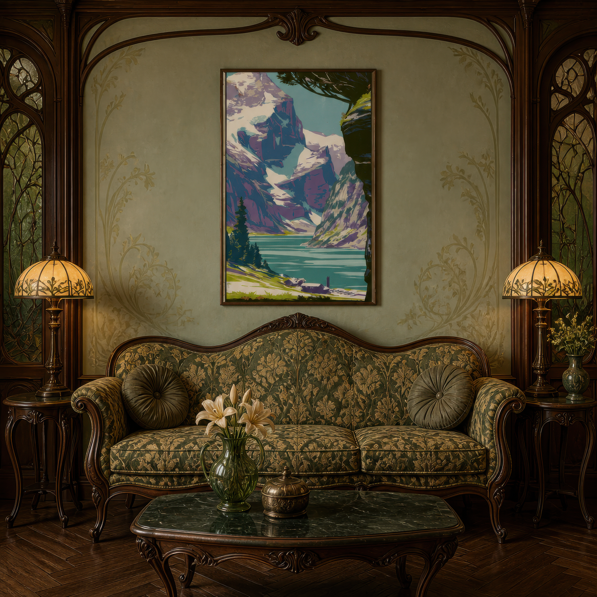 Alpine Lake Retro Poster – Landscape Wall Art