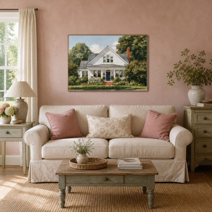 Sunny White Farmhouse – Farmhouse Wall Art
