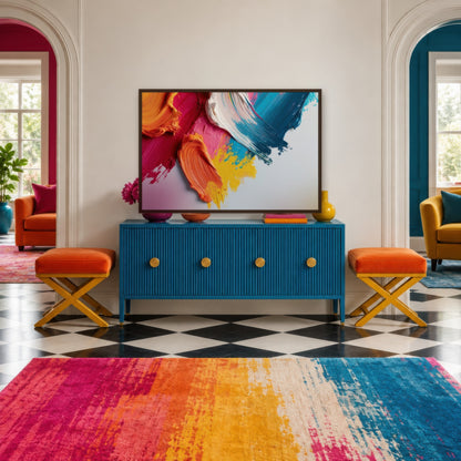 Joyful Color Strokes dopamine wall art in an entryway