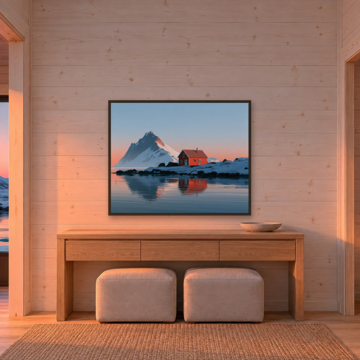 Scandinavian Coastline scandinavian wall art in an entryway