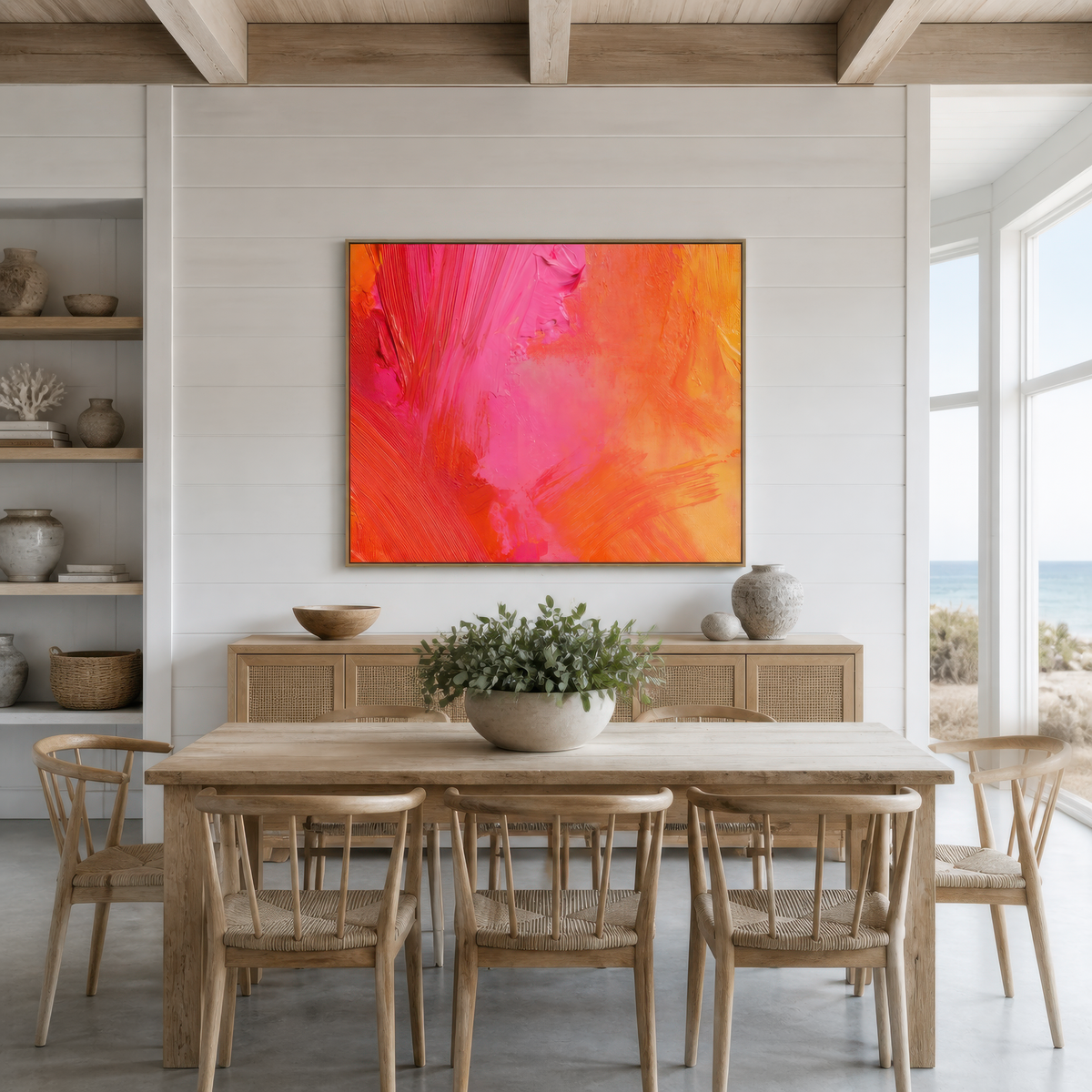 Coral Pink Brushstrokes – Dopamine Wall Art