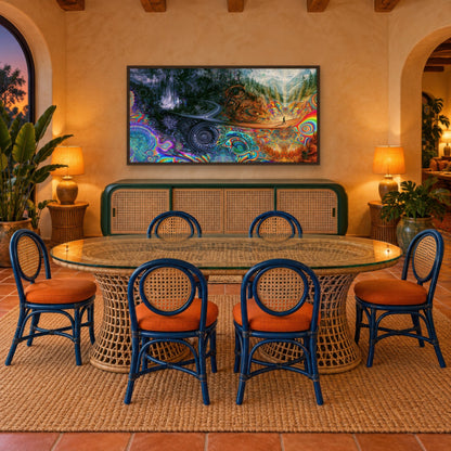 Winter to Summer Crossing psychedelic wall art in a dining room