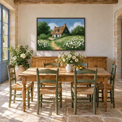 Thatched Blue Cottage cottagecore wall art in a dining room