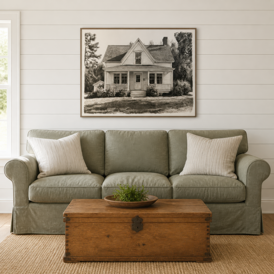 Charcoal Farmhouse Sketch – Farmhouse Wall Art