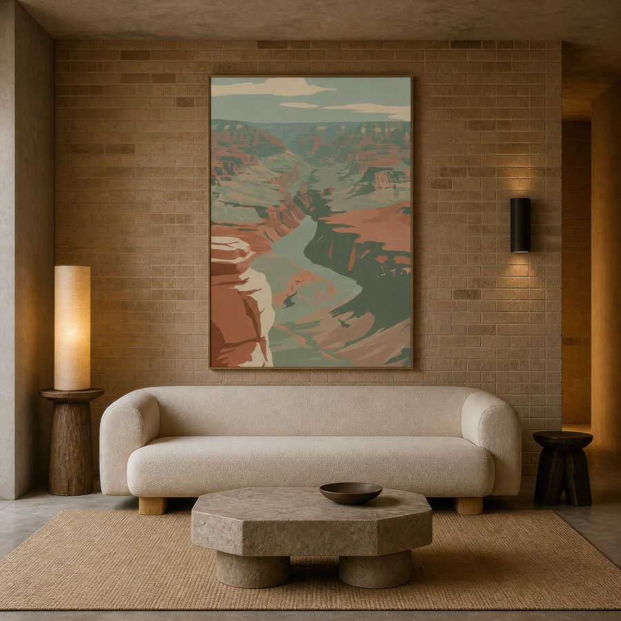 Winding River in a Shadowed Canyon – Landscape Wall Art