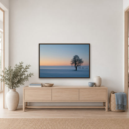 Soft Grey Horizon scandinavian wall art in an entryway