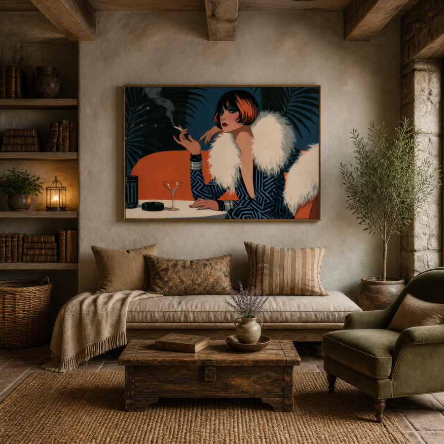 Smoking Flapper Portrait – Art Deco Wall Art
