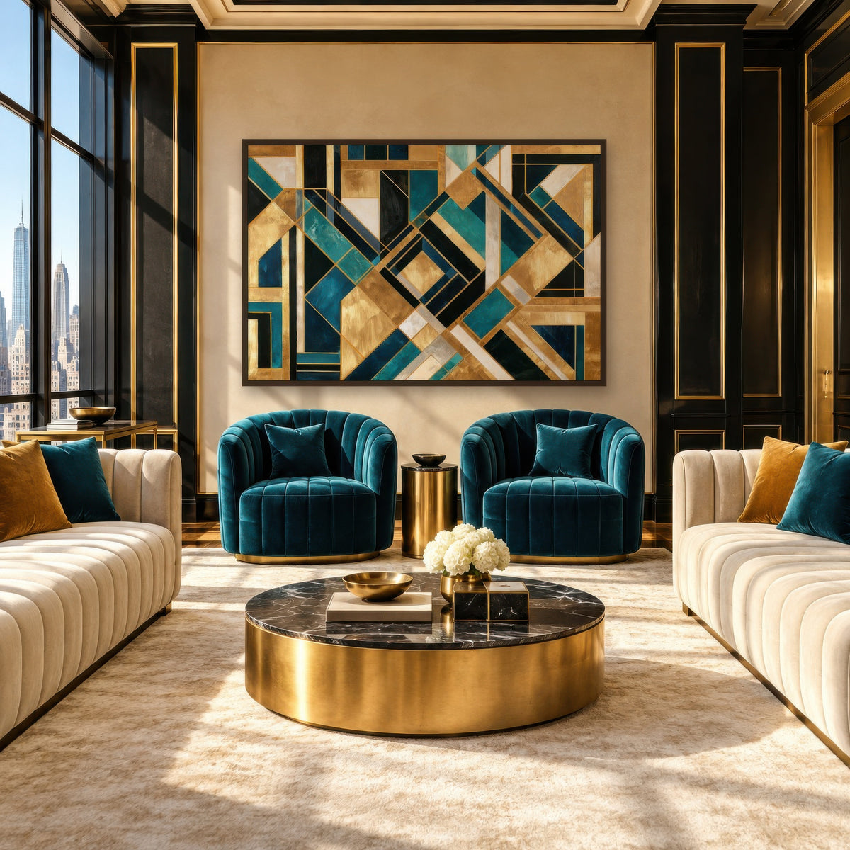 Topaz Angle art deco wall art in a den
