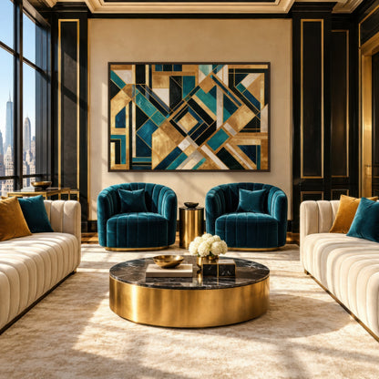 Topaz Angle art deco wall art in a den