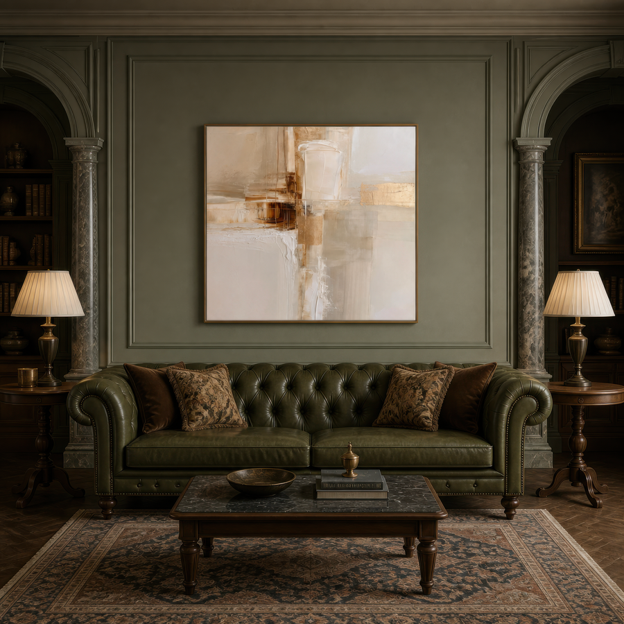 Pale Cream and Gold Blocks Abstract – Earthy Abstract Wall Art