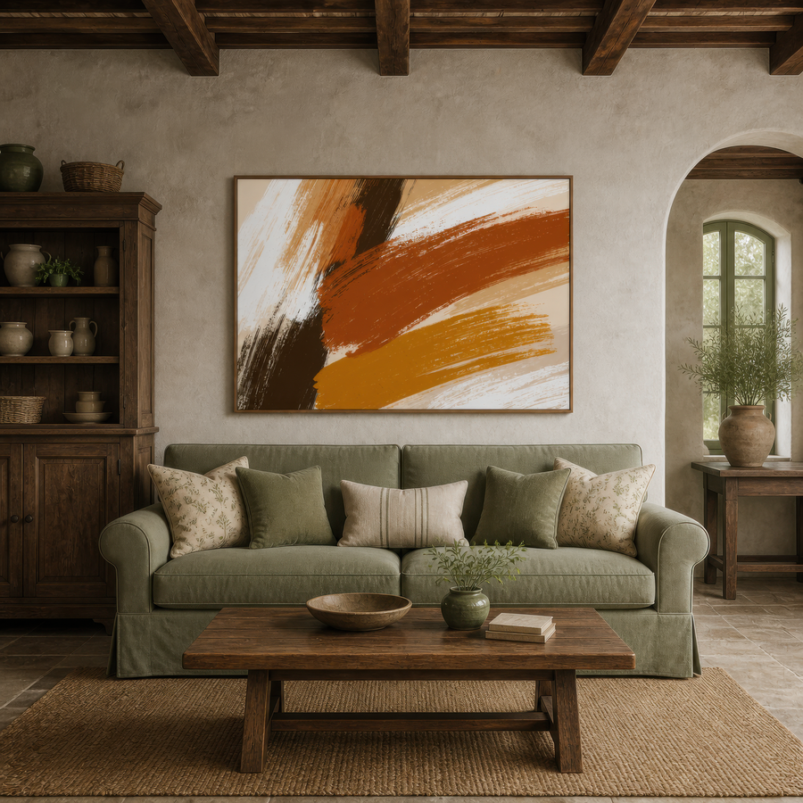 Bold Strokes in Rust and Gold – Boho Wall Art