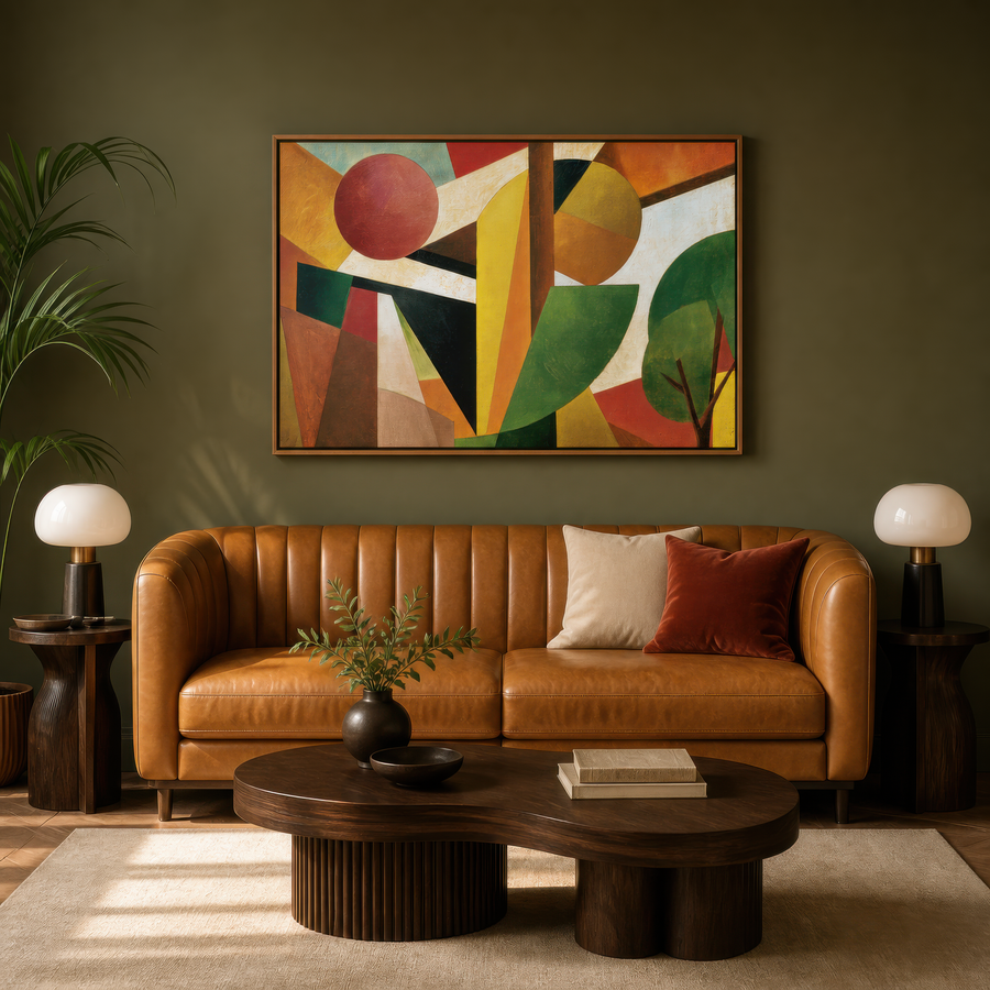 Cubist Sunrise Landscape – Art Deco Wall Art