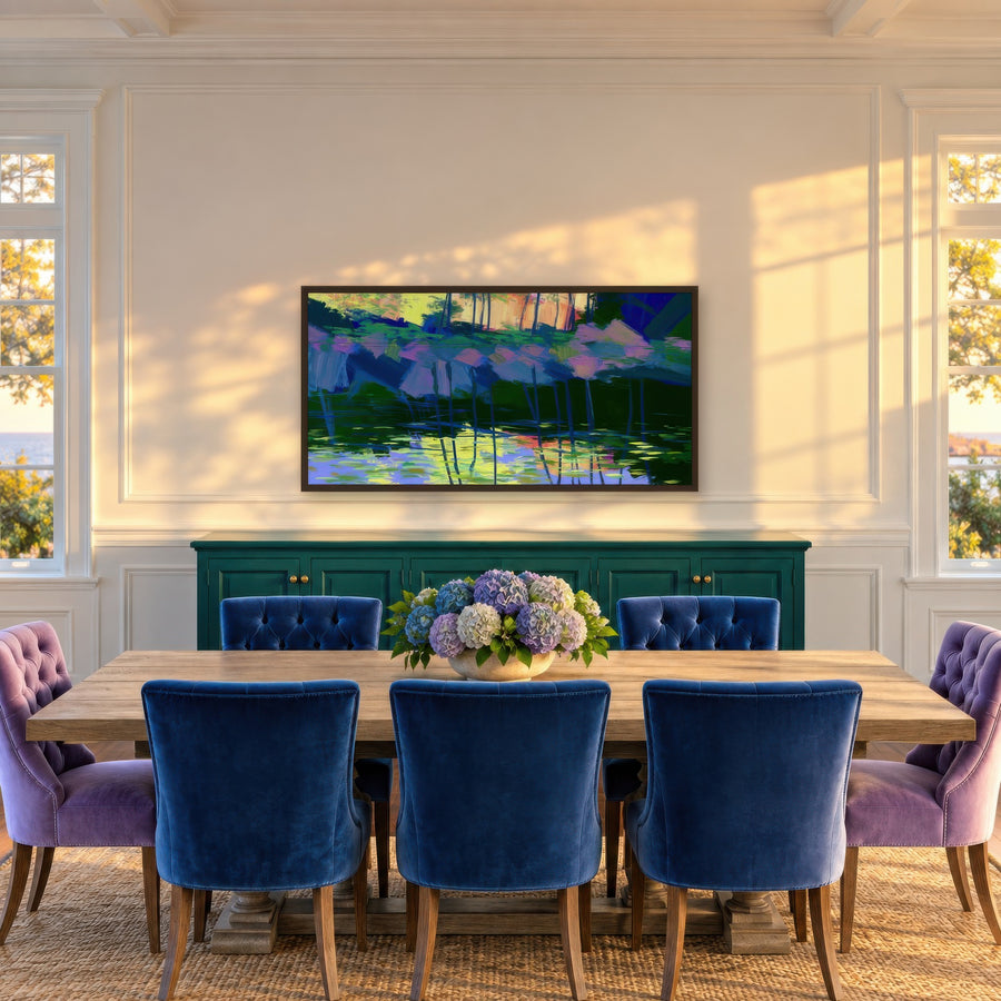 Pink Blossom Pond – Impressionist Wall Art