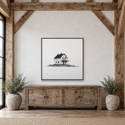 Farmhouse with a Flat-Roofed Porch farmhouse wall art in an entryway