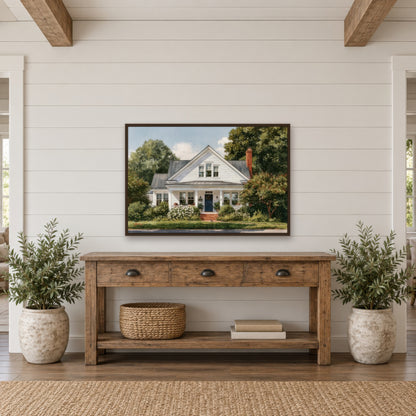 Sunny White Farmhouse wall art in an entryway