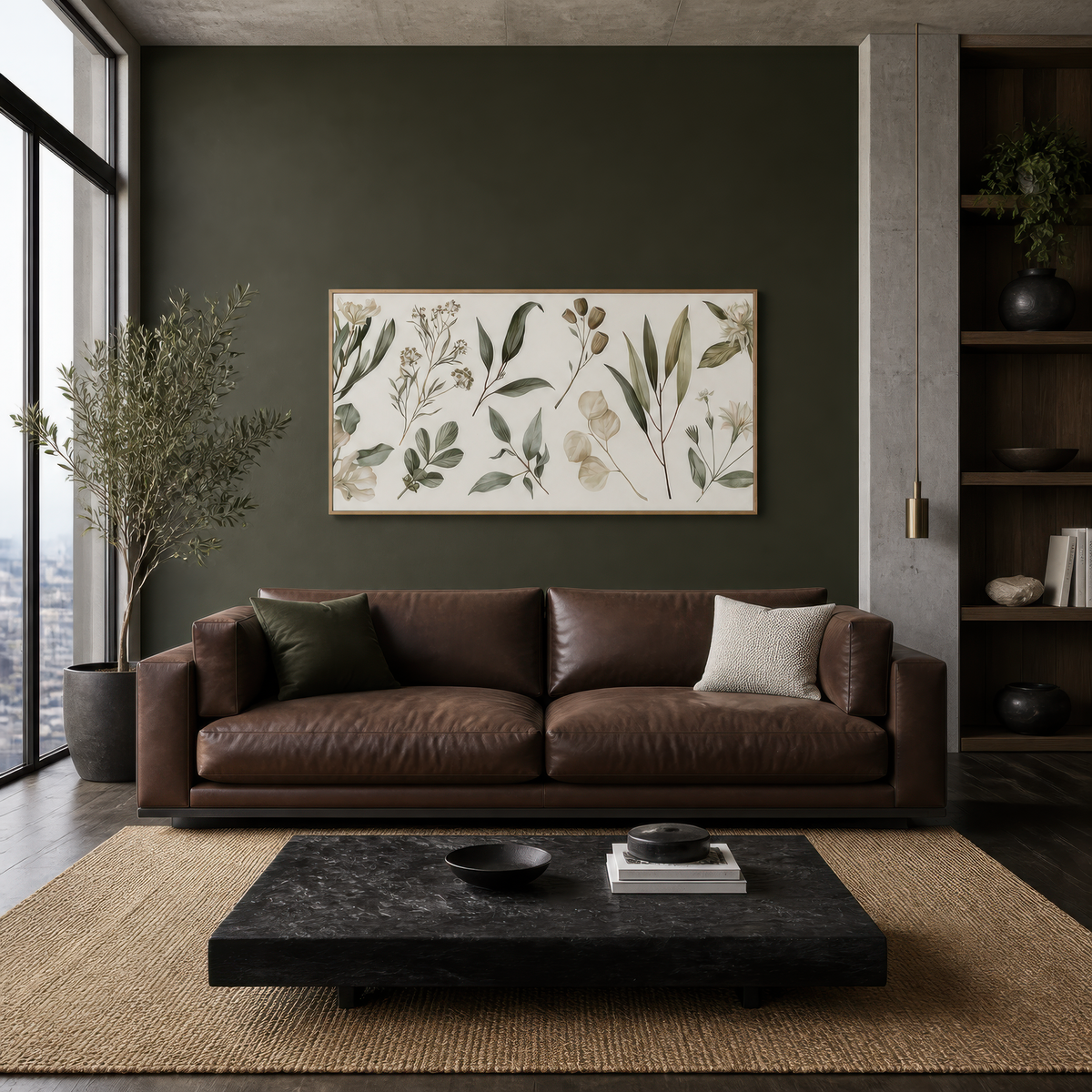 Botanical Sprigs with Papery Seed Pods wall art print, alternate room view