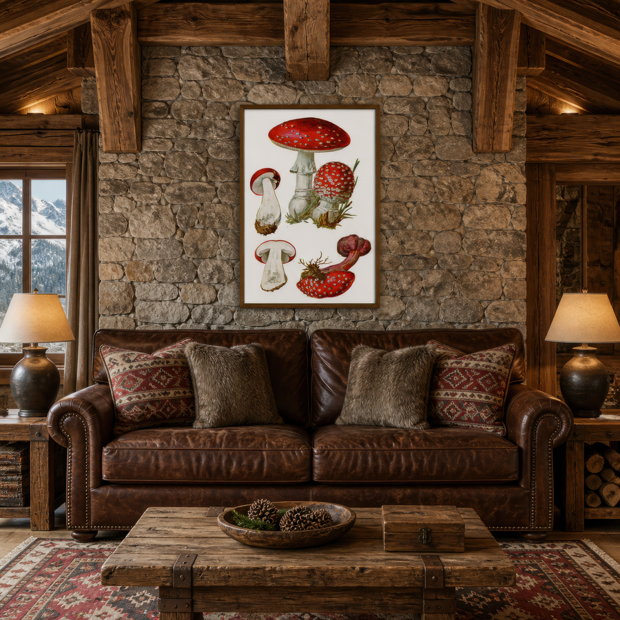 Vintage Fly Agaric Mushroom Plate – Vintage Illustration Wall Art
