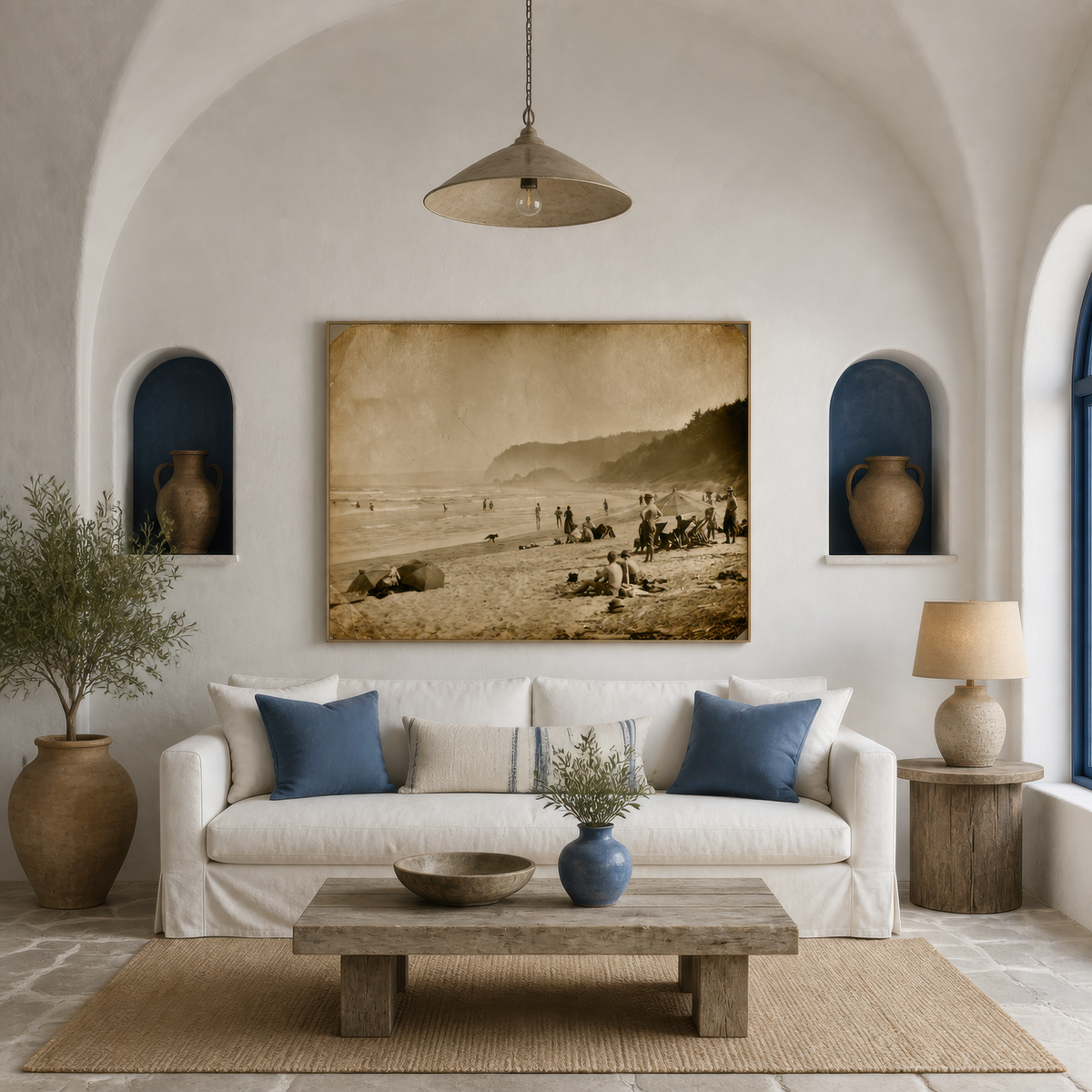Vintage Style Sepia Beach Scene – Landscape Wall Art